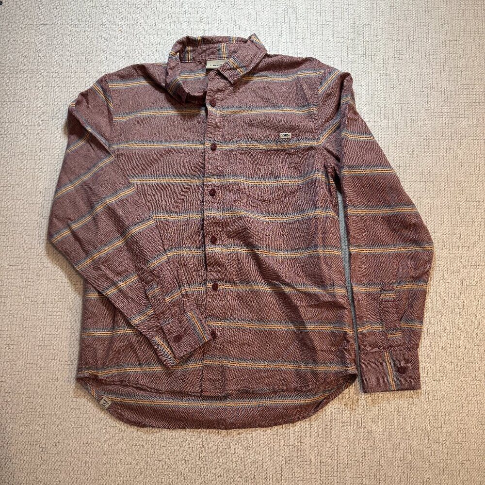 Men's Vans Off The Wall Purple Button Down Shirt, Small